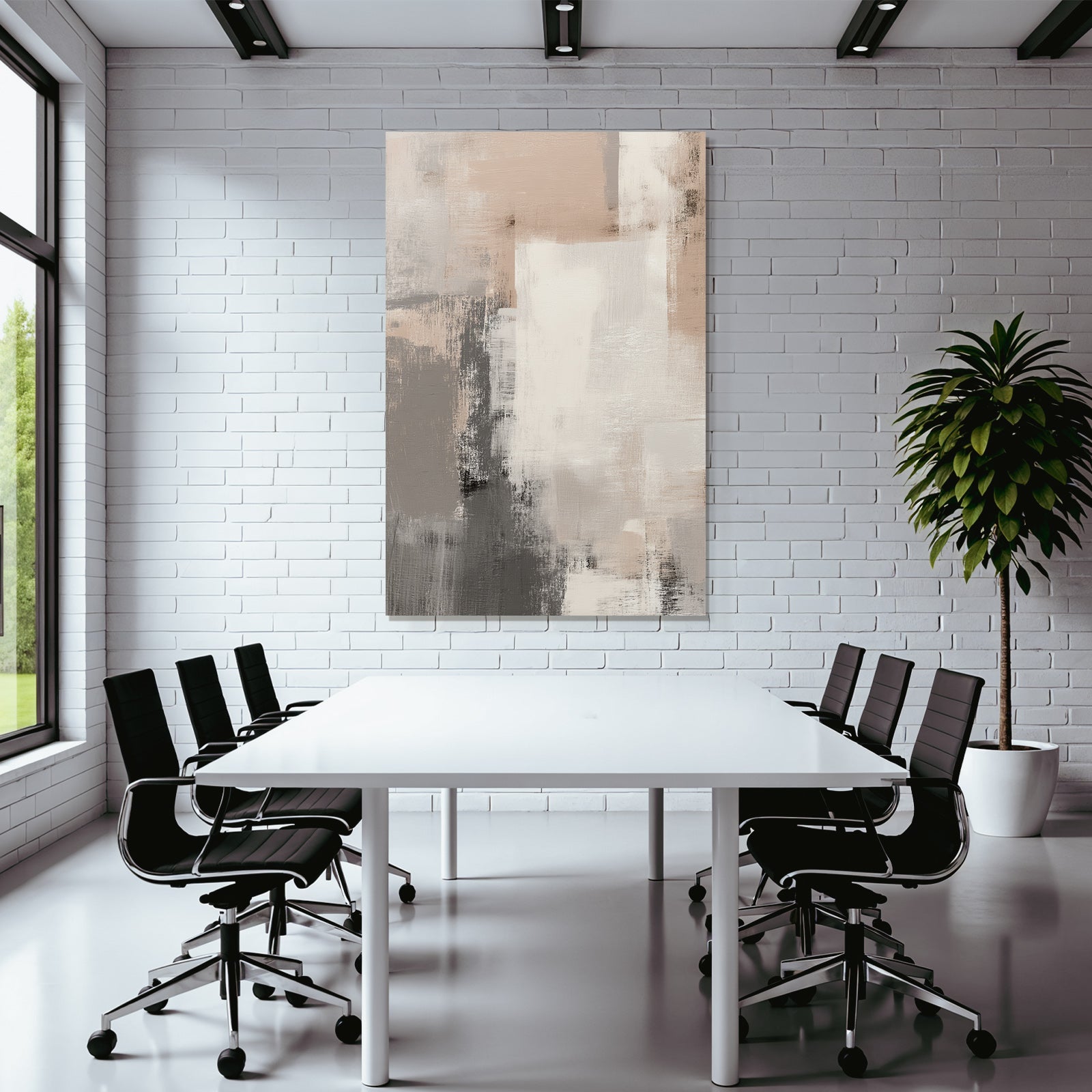 Abstract painting Neutral colors Beige Gray White