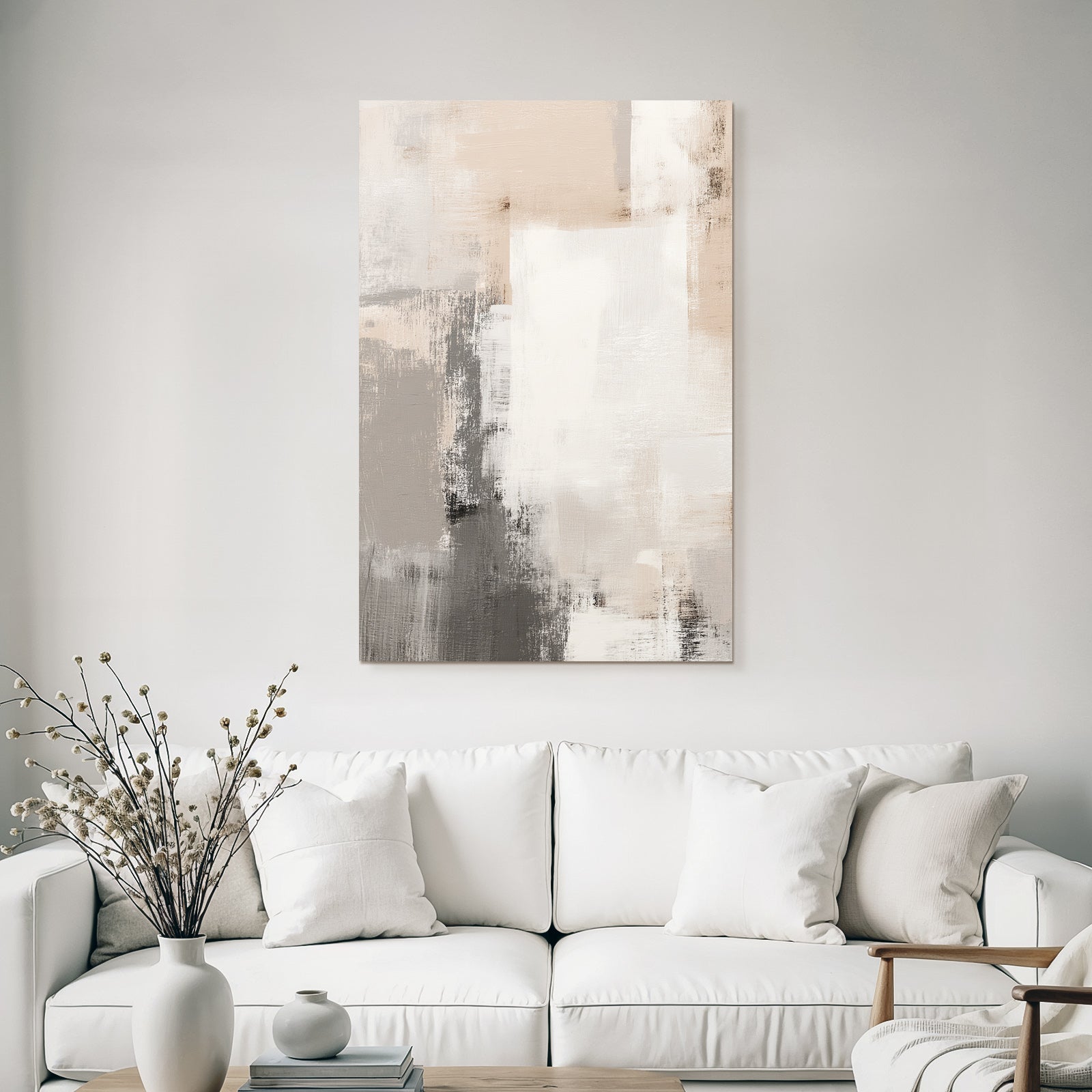 Abstract painting Neutral colors Beige Gray White