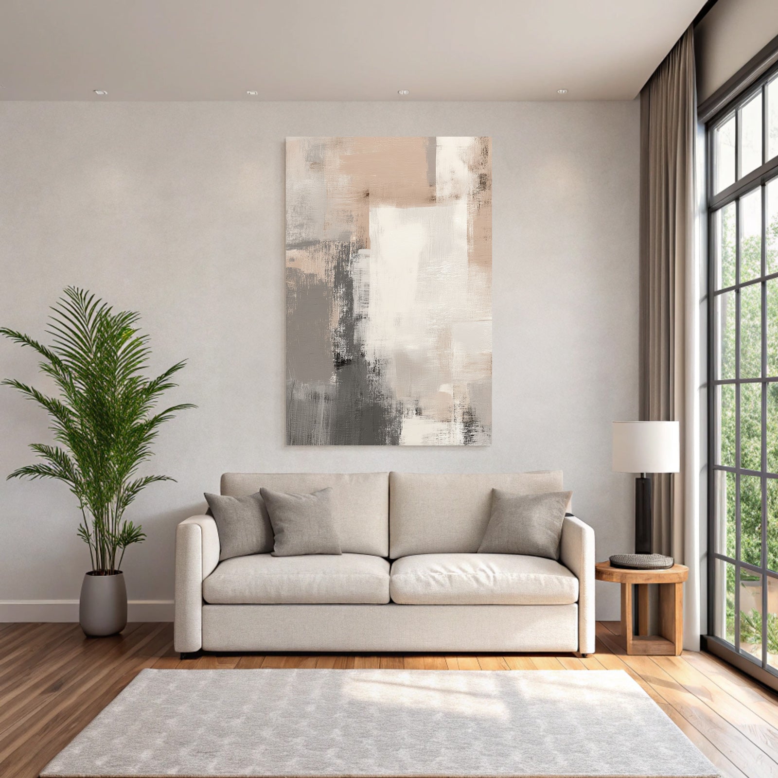 Abstract painting Neutral colors Beige Gray White