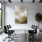 Abstraktes Gemaelde Sanfte Farben Grau Beige Gold