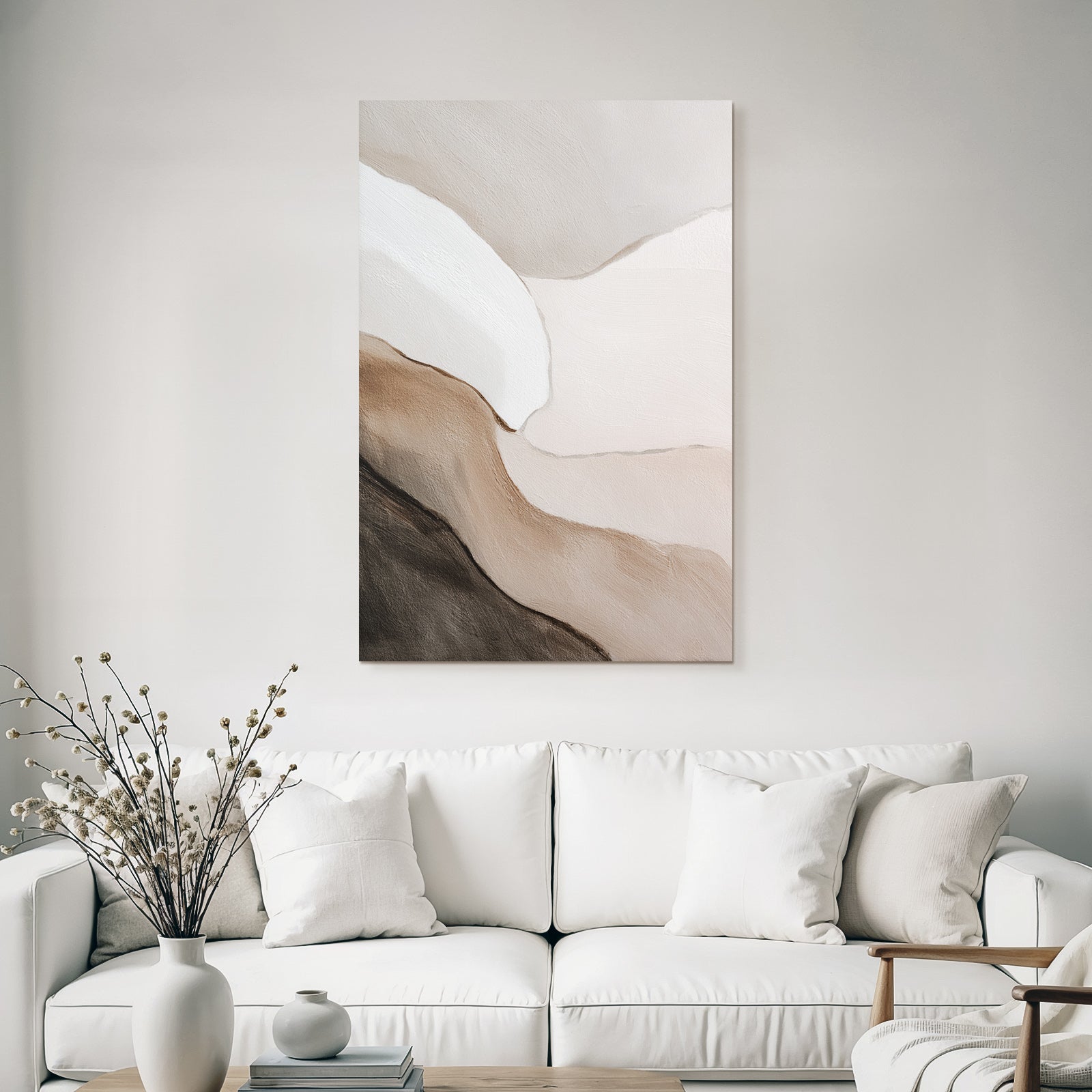 Abstract painting with soft colors and curves