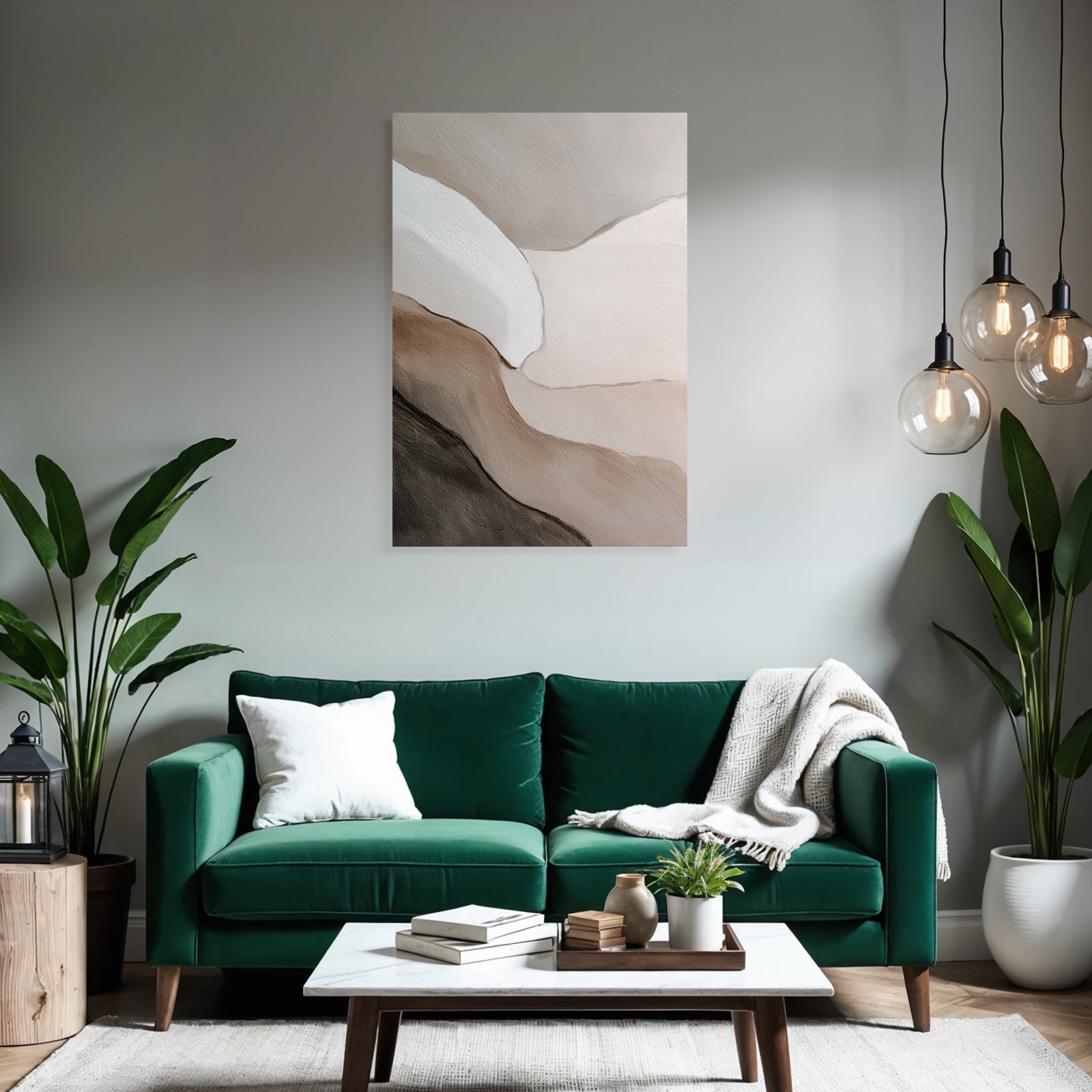 Abstract painting with soft colors and curves