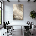 Abstract Painting Soft Colors Cloud Pattern Beige Brown