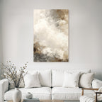 Abstract Painting Soft Colors Cloud Pattern Beige Brown