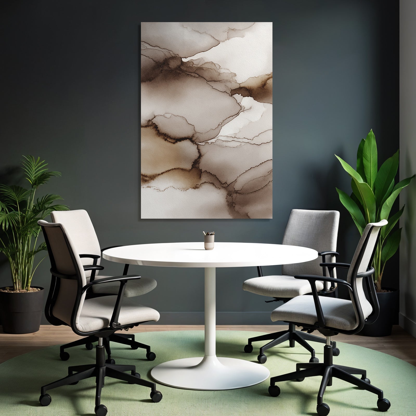Abstract Watercolor Design Brown and Cream Background