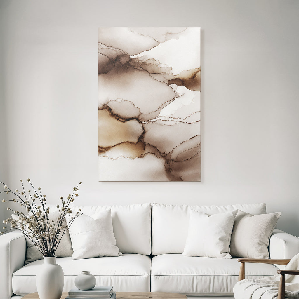Abstract Watercolor Design Brown and Cream Background