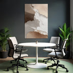 Abstract watercolor design in beige, brown, and white