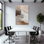 Abstract watercolor design in beige, brown, and white