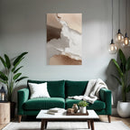 Abstract watercolor design in beige, brown, and white