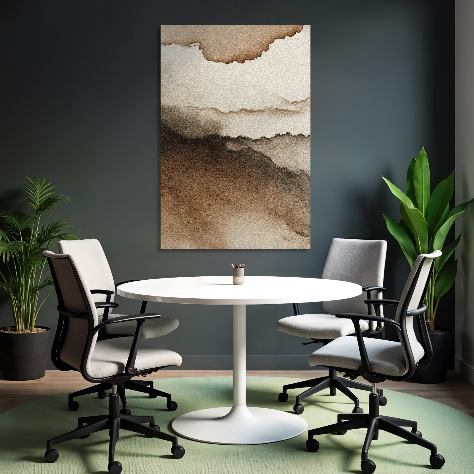 Abstract watercolor pattern in brown and cream