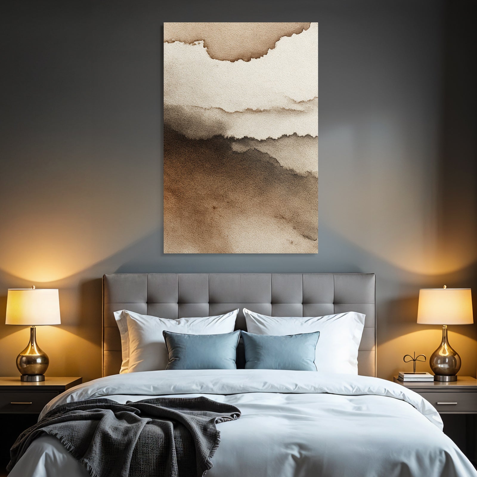 Abstract watercolor pattern in brown and cream
