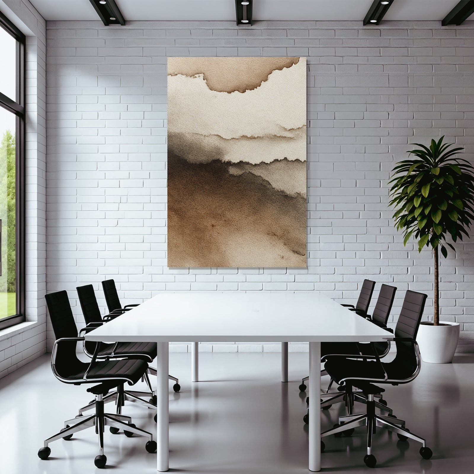 Abstract watercolor pattern in brown and cream
