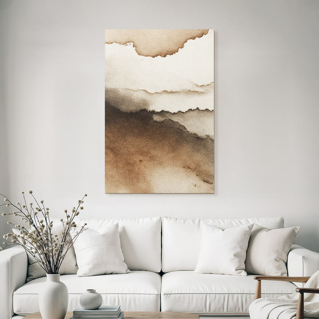 Abstraktes Wasserfarbenmuster In Braun Und Creme