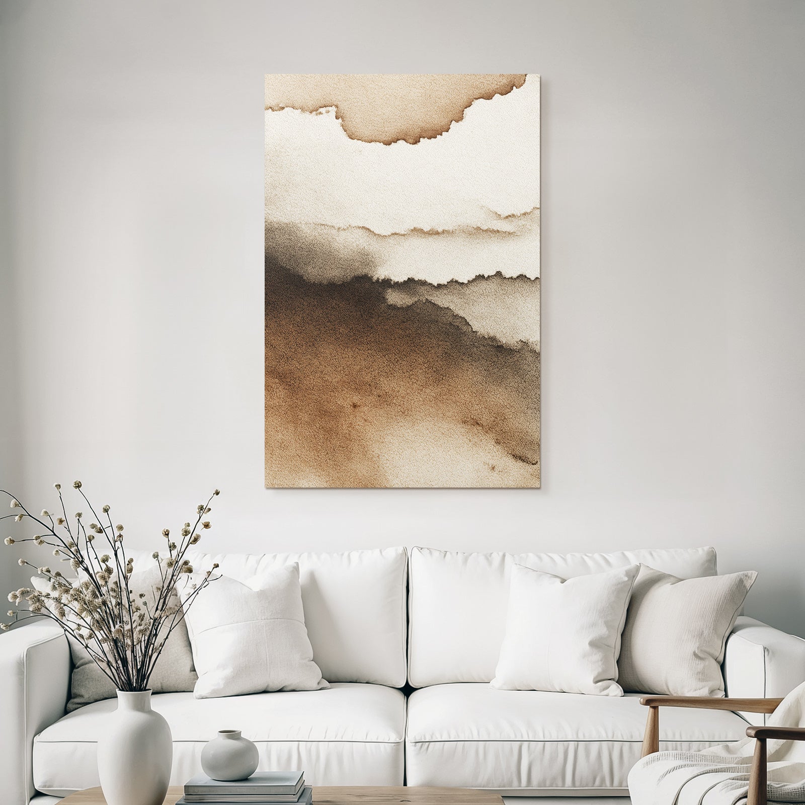 Abstract watercolor pattern in brown and cream