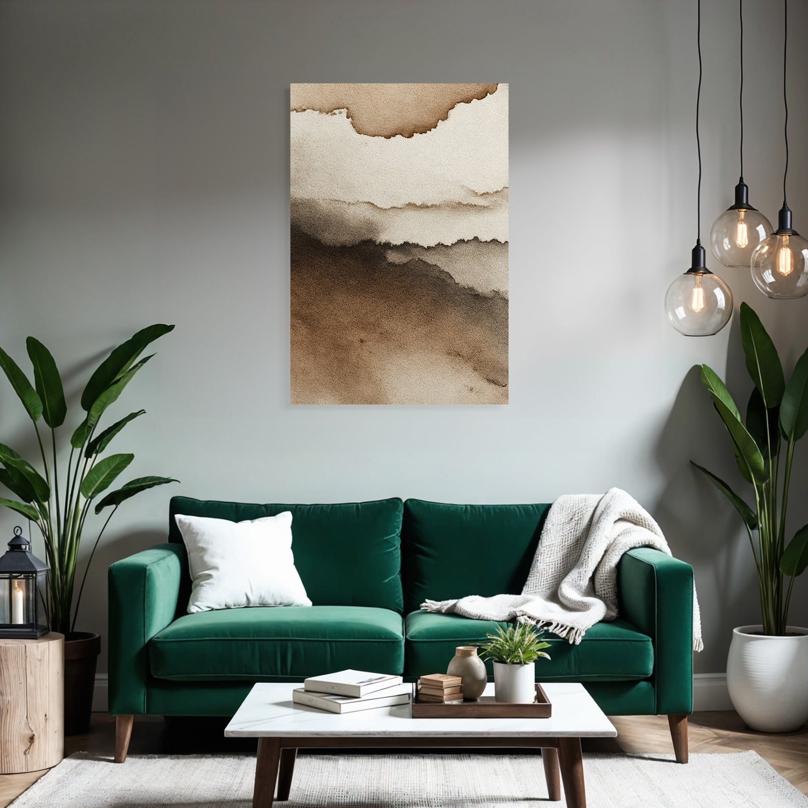 Abstract watercolor pattern in brown and cream