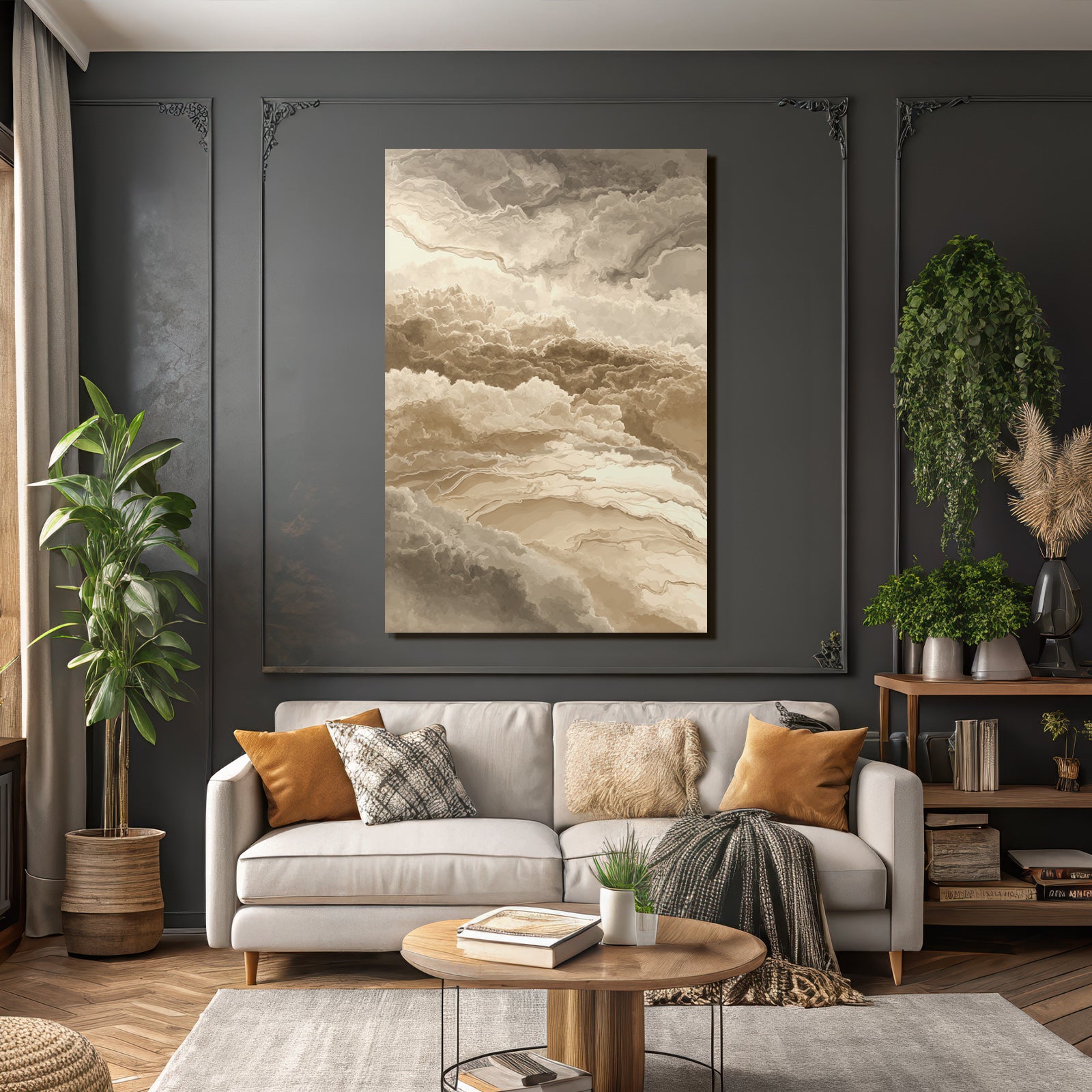 Abstraktes Wolken Bild In Beigen Und Braunen Toenen