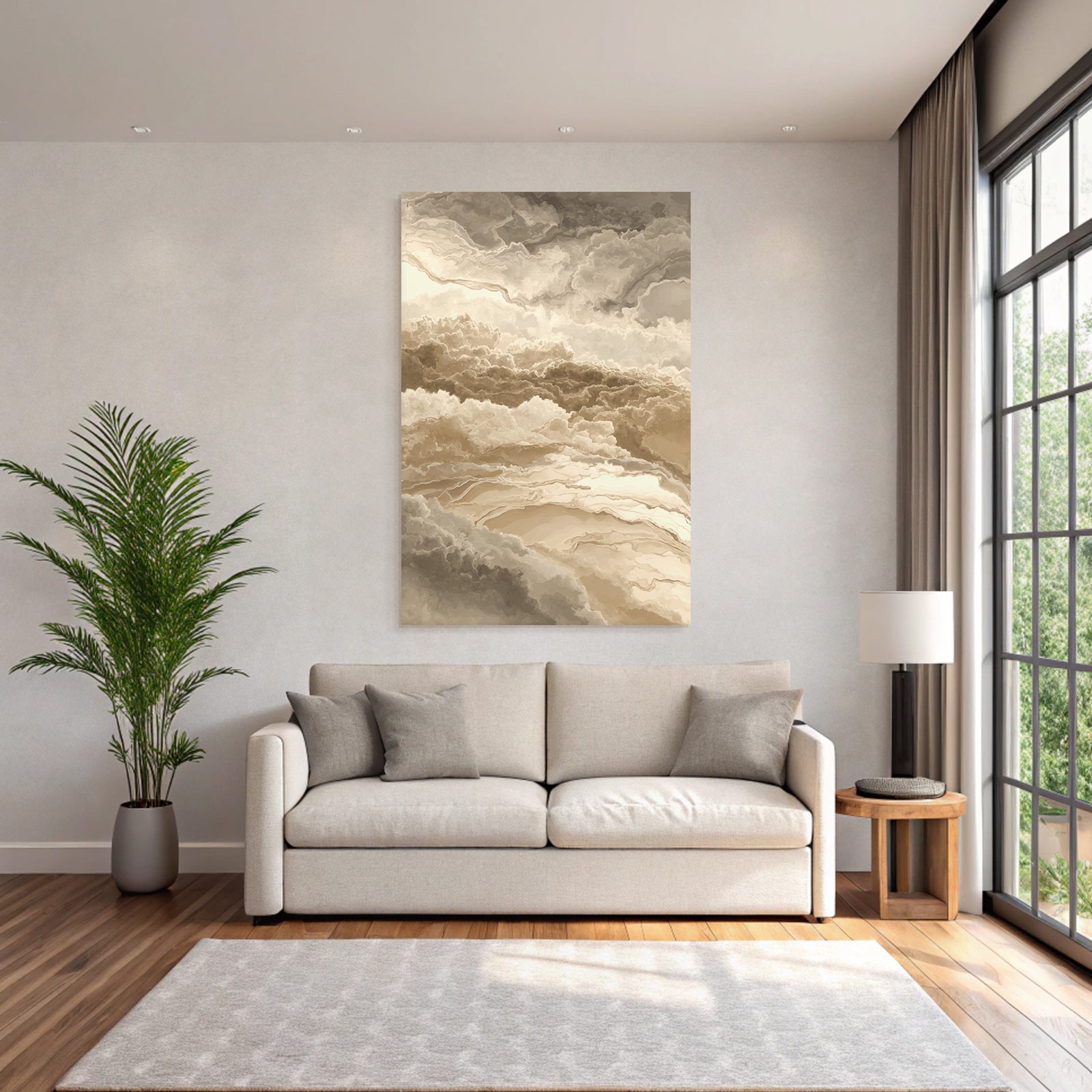 Abstraktes Wolken Bild In Beigen Und Braunen Toenen