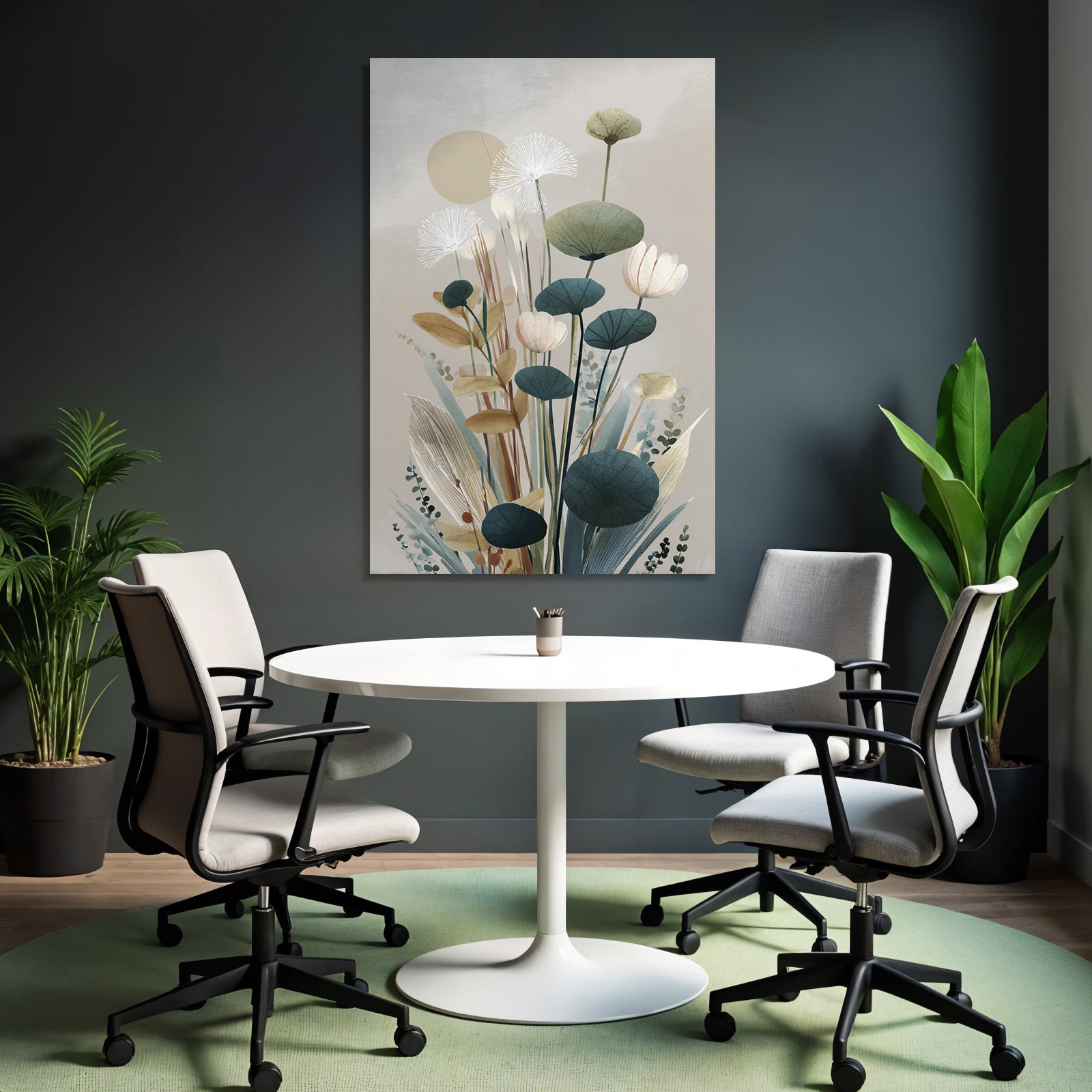 Artistic Representation Of Plants And Flowers Minimalist Style Soft Colors
