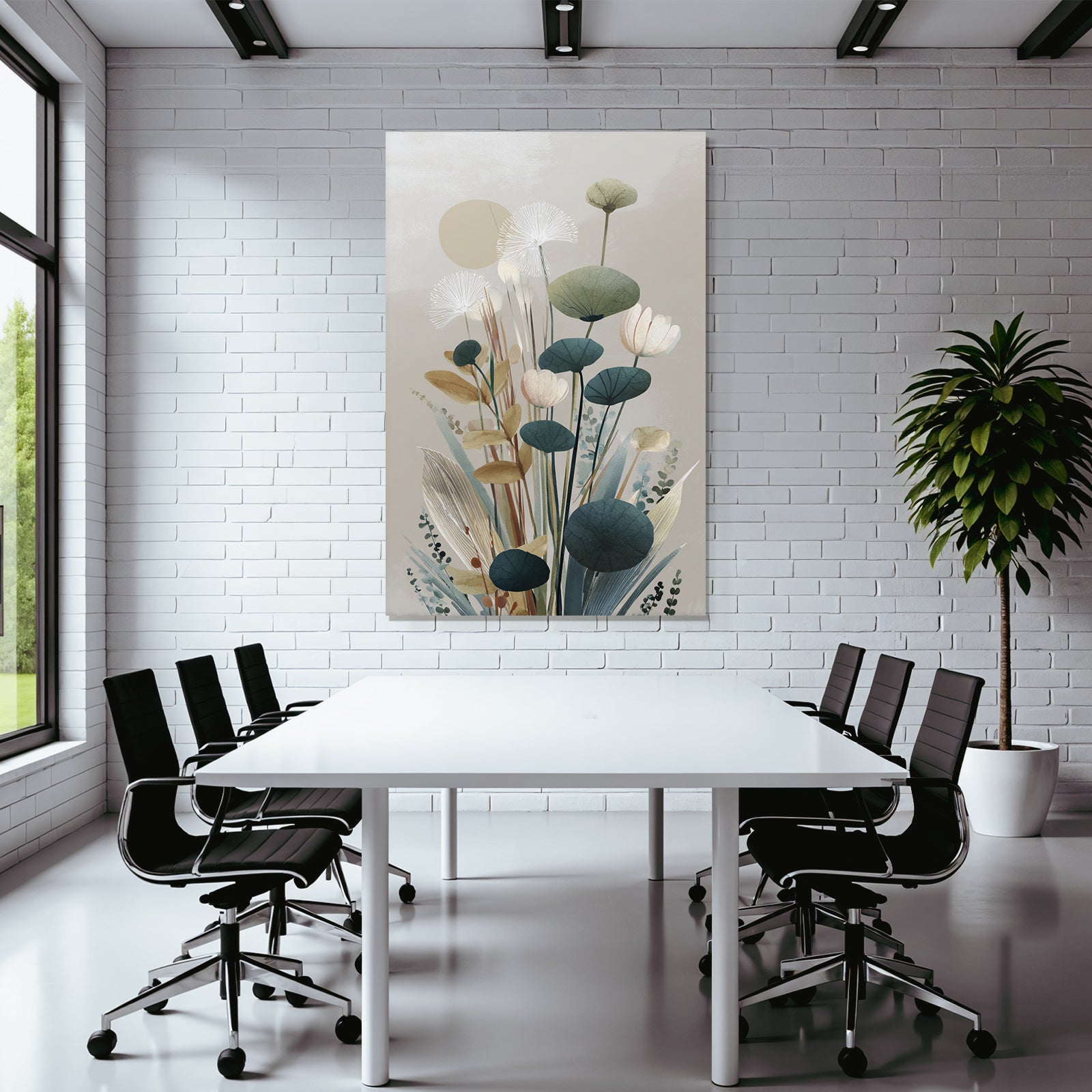 Artistic Representation Of Plants And Flowers Minimalist Style Soft Colors