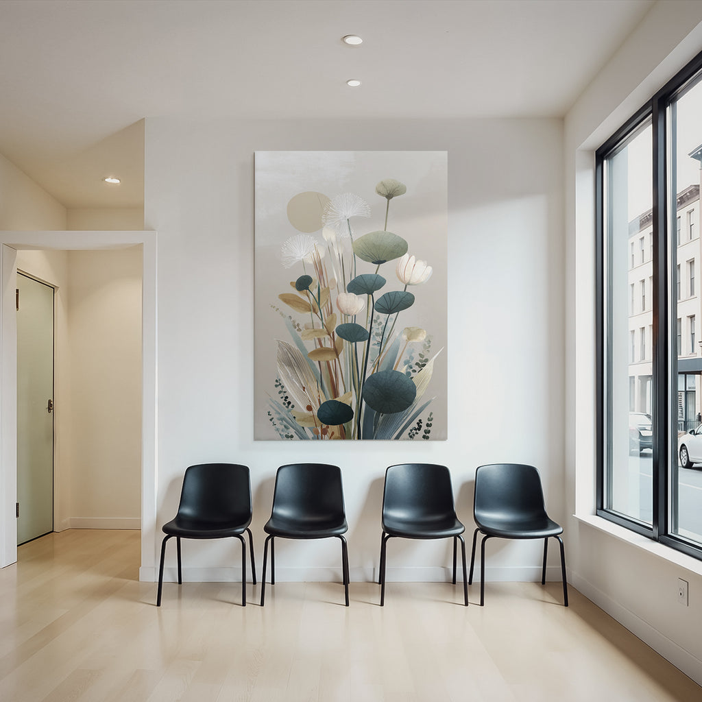 Artistic Representation Of Plants And Flowers Minimalist Style Soft Colors