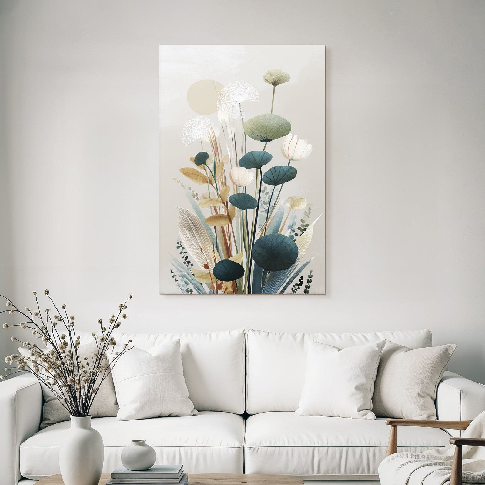 Artistic Representation Of Plants And Flowers Minimalist Style Soft Colors