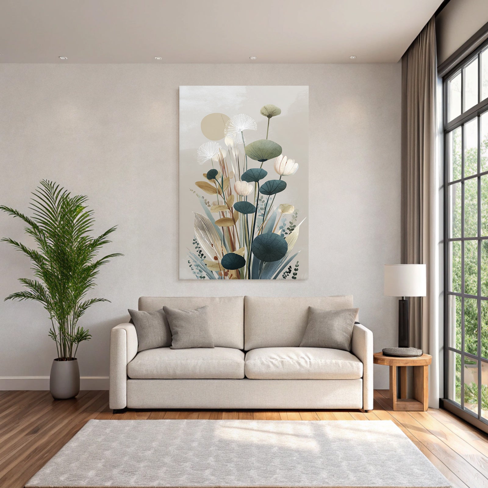 Artistic Representation Of Plants And Flowers Minimalist Style Soft Colors