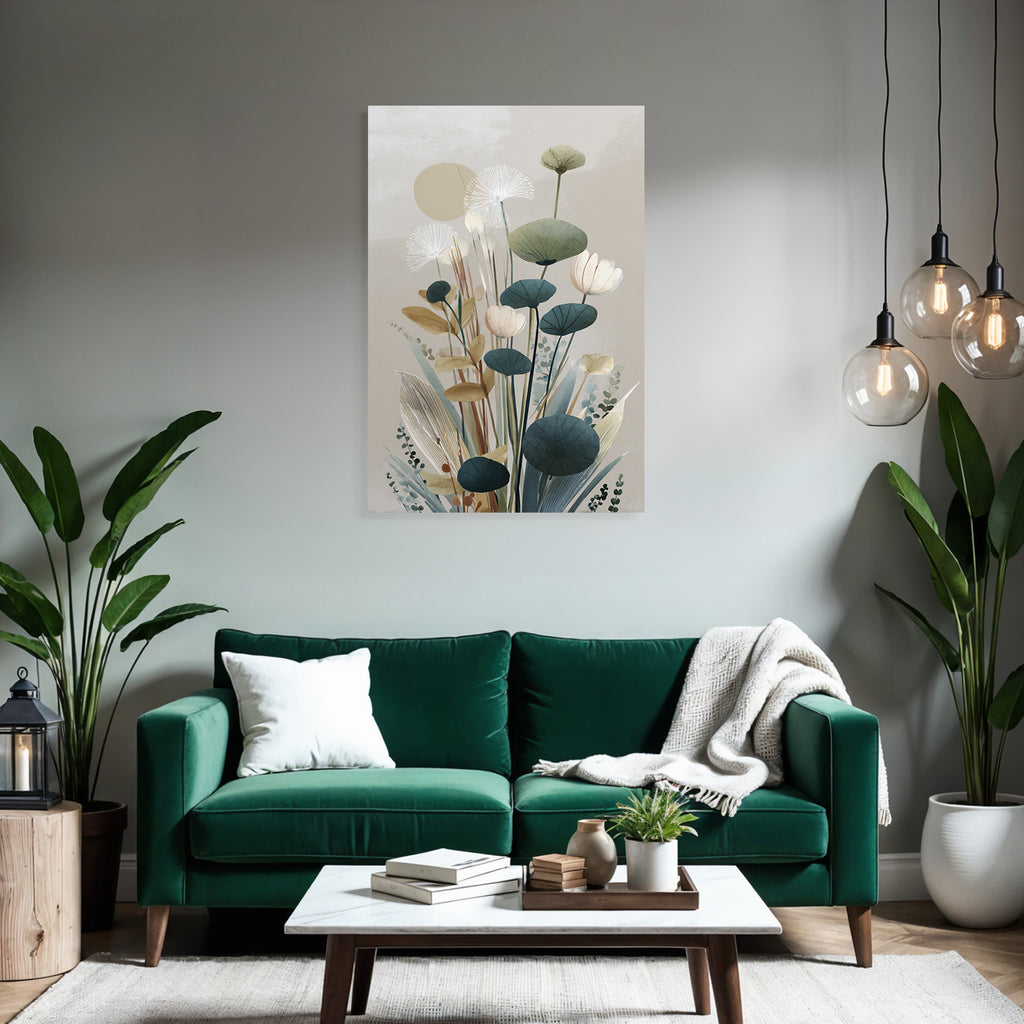 Artistic Representation Of Plants And Flowers Minimalist Style Soft Colors