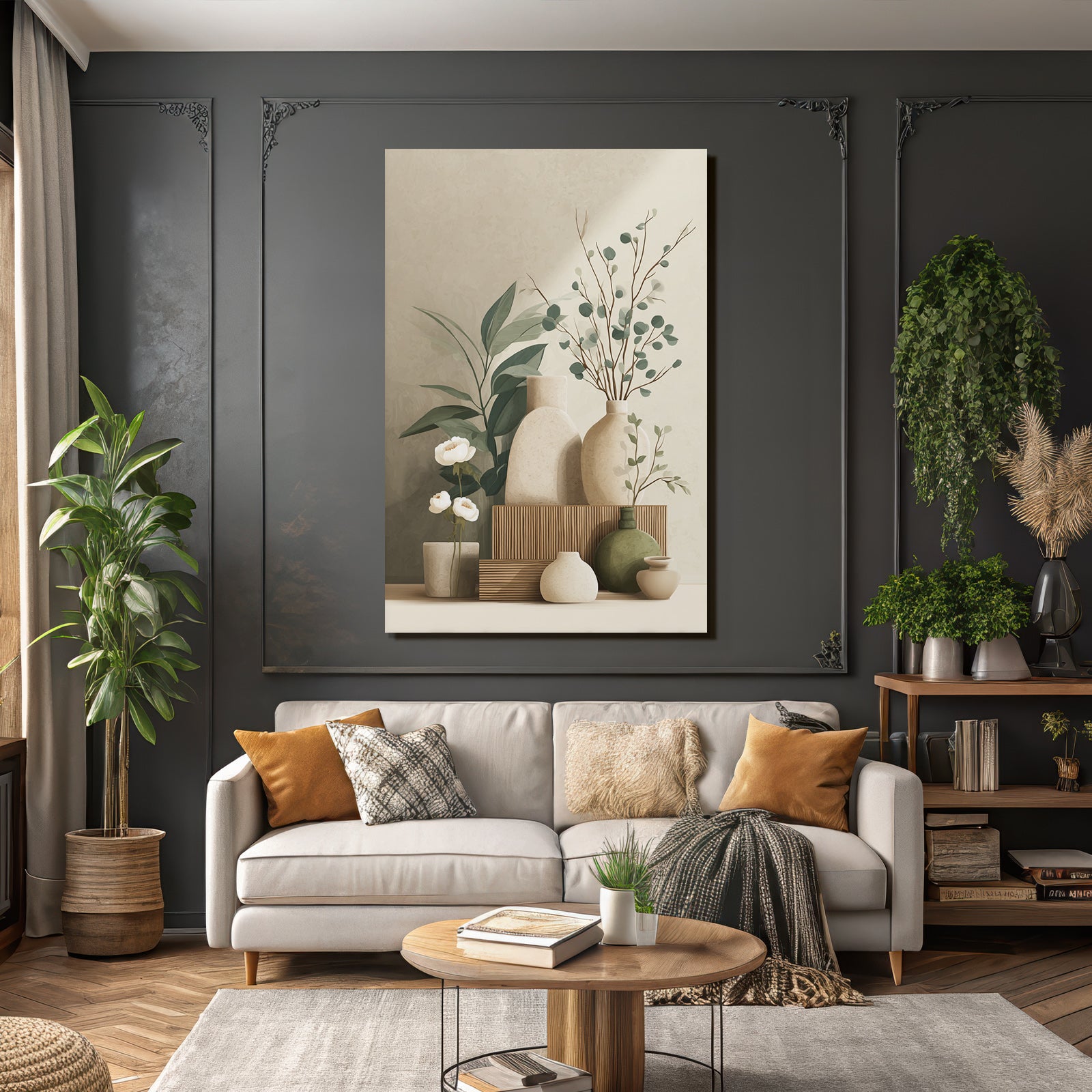 Artistic Vases Plants Flowers Minimalistic Arrangement Aspect Ratio
