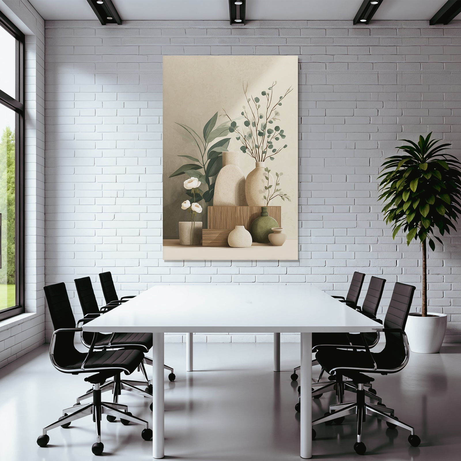Artistic Vases Plants Flowers Minimalistic Arrangement Aspect Ratio