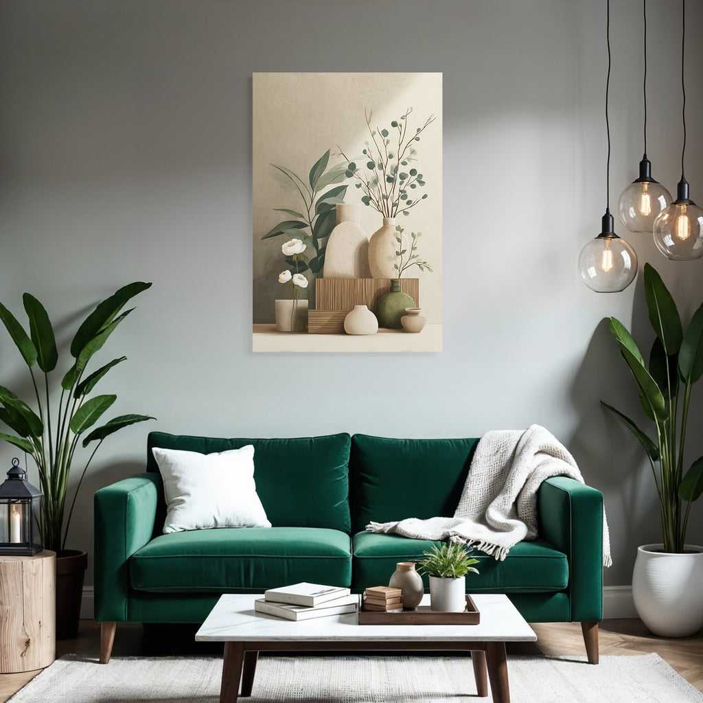 Artistic Vases Plants Flowers Minimalistic Arrangement Aspect Ratio