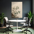 Bamboo Plants Near Water Stylized Illustration Soft Colors Serene Atmosphere