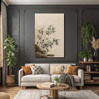 Bamboo Plants Near Water Stylized Illustration Soft Colors Serene Atmosphere