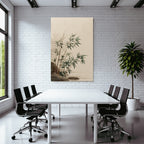 Bamboo Plants Near Water Stylized Illustration Soft Colors Serene Atmosphere