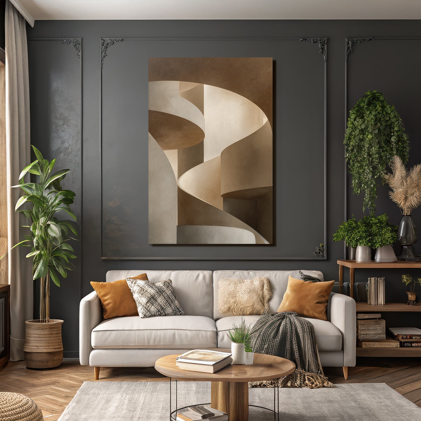 Spiralfoermige Architektur Elemente Warme Toene