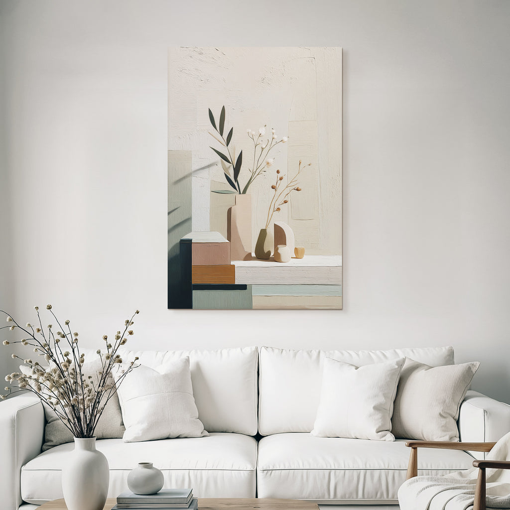 Still Life Vases Dried Flowers Minimalist Aesthetic