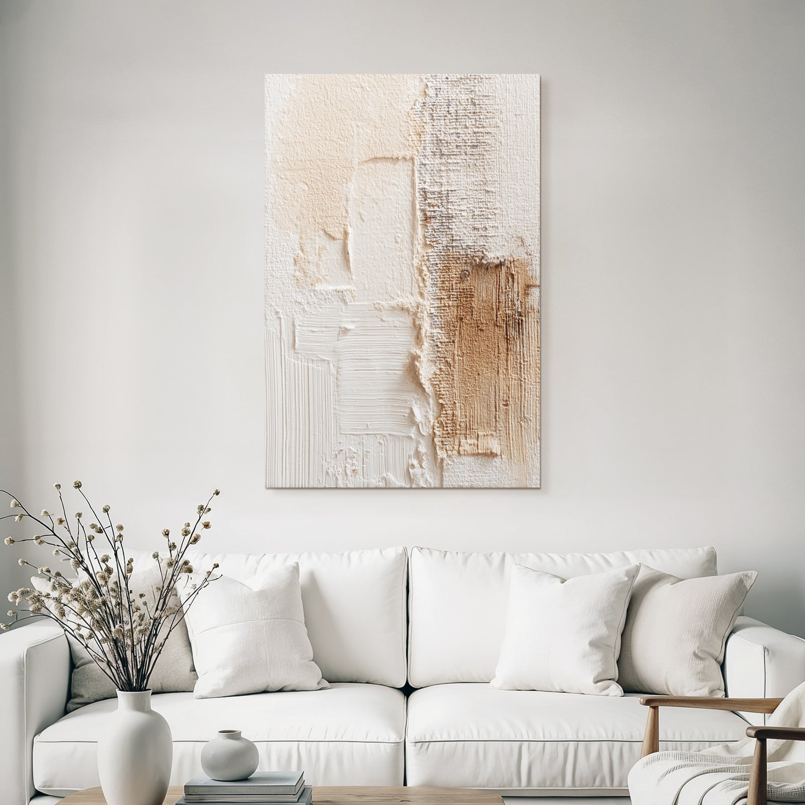 Strukturierte Oberflaeche Beige Weiss Schichten