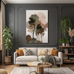 Stylized Trees Watercolor Background Earth Tones