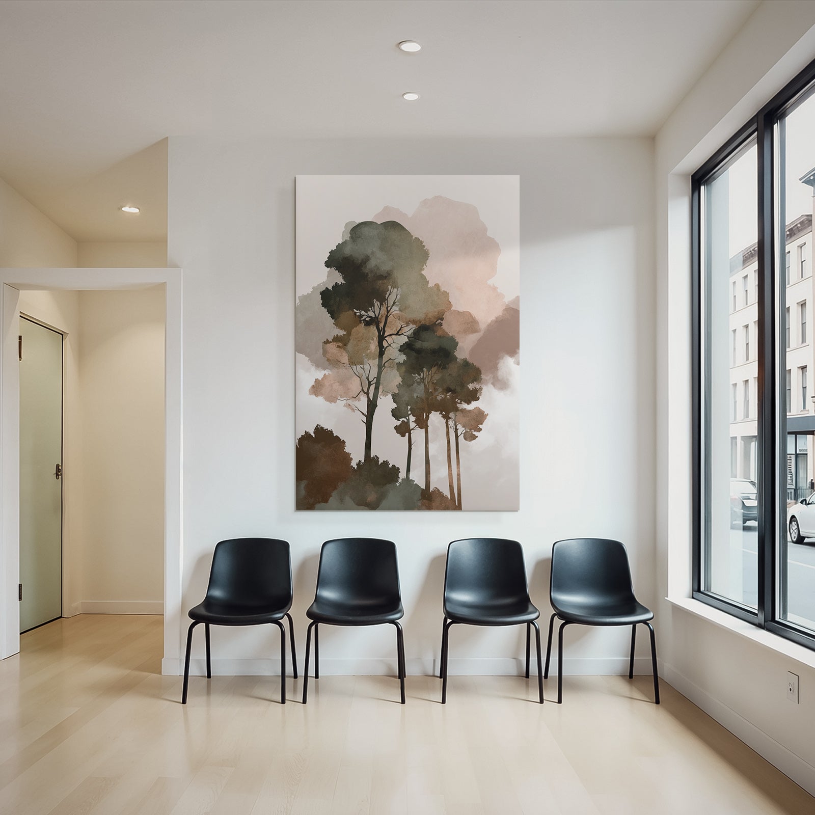 Stylized Trees Watercolor Background Earth Tones