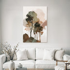 Stylized Trees Watercolor Background Earth Tones