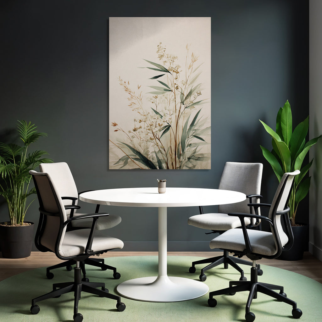 Watercolor Plants Green Beigeb Ackground