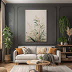 Watercolor Plants Green Beigeb Ackground