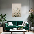 Watercolor Plants Green Beigeb Ackground