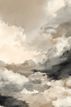 Wolkenillustration In Aquarell Bemalte Himmelszenen In Sanften Farben | Japandi | Einrichtungsstile