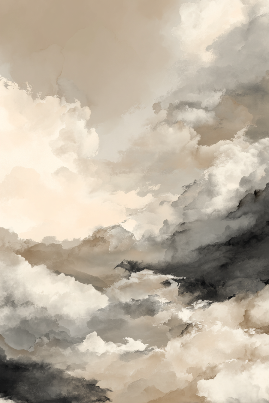 Wolkenillustration In Aquarell Bemalte Himmelszenen In Sanften Farben | Japandi | Einrichtungsstile