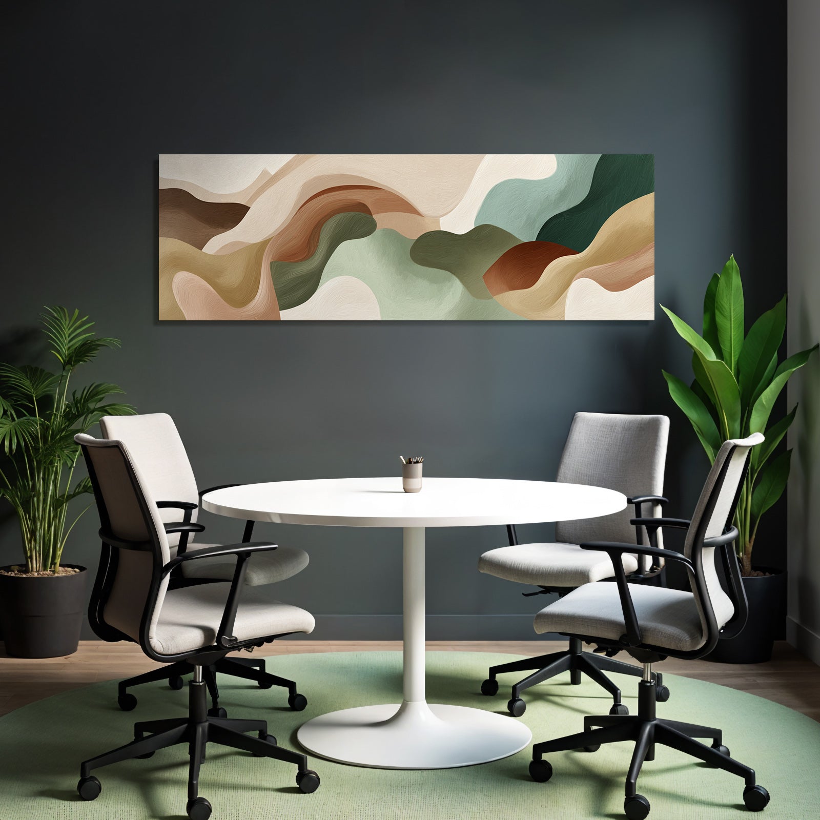Abstract Artwork Soft Wavy Shapes Muted Color Palette Texture Flow