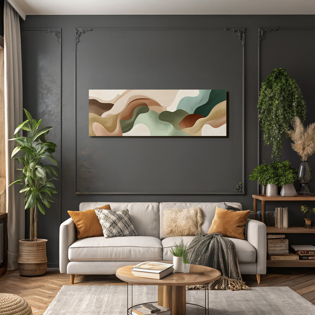 Abstract Artwork Soft Wavy Shapes Muted Color Palette Texture Flow