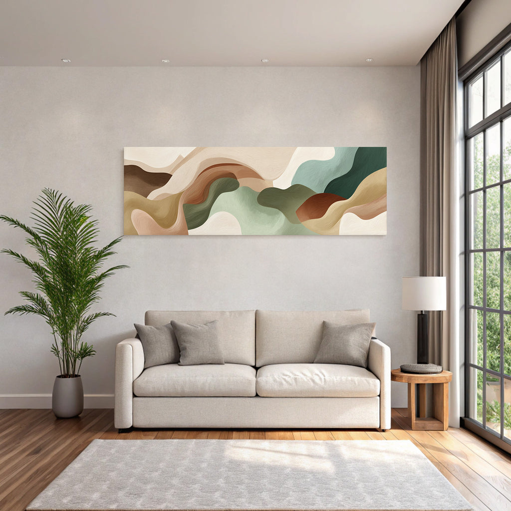 Abstract Artwork Soft Wavy Shapes Muted Color Palette Texture Flow