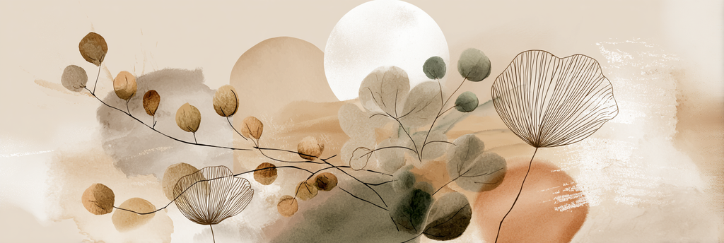 Abstract Botanical Shapes Muted Tones Ratio | Japandi | Einrichtungsstile