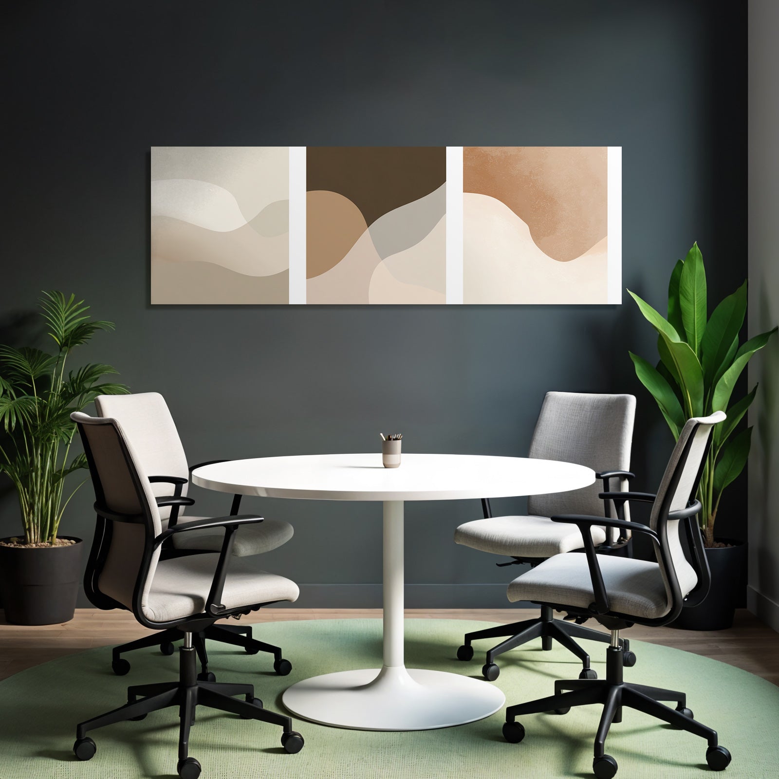 Abstract Designs Three Panels Neutral Earthy Tones