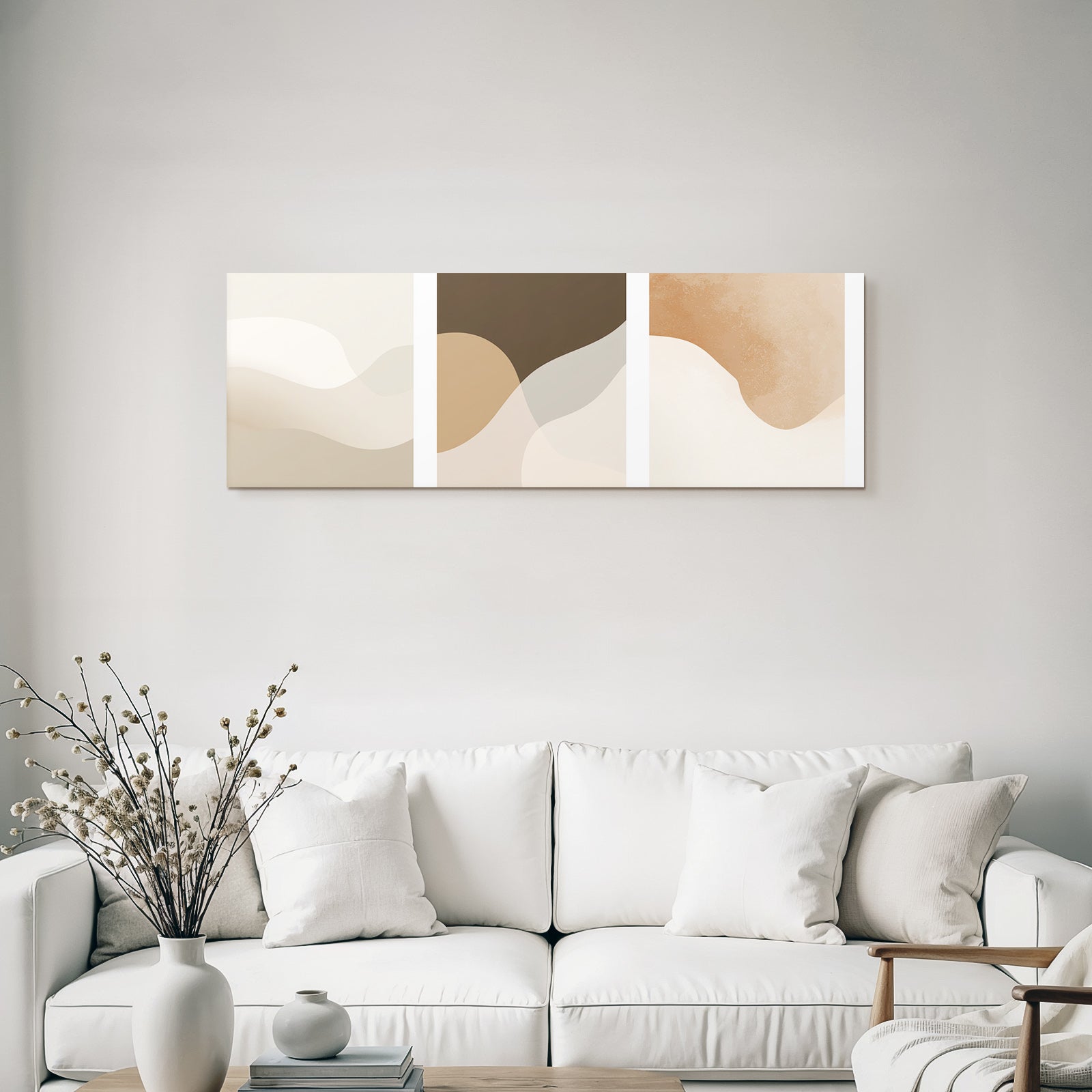 Abstract Designs Three Panels Neutral Earthy Tones